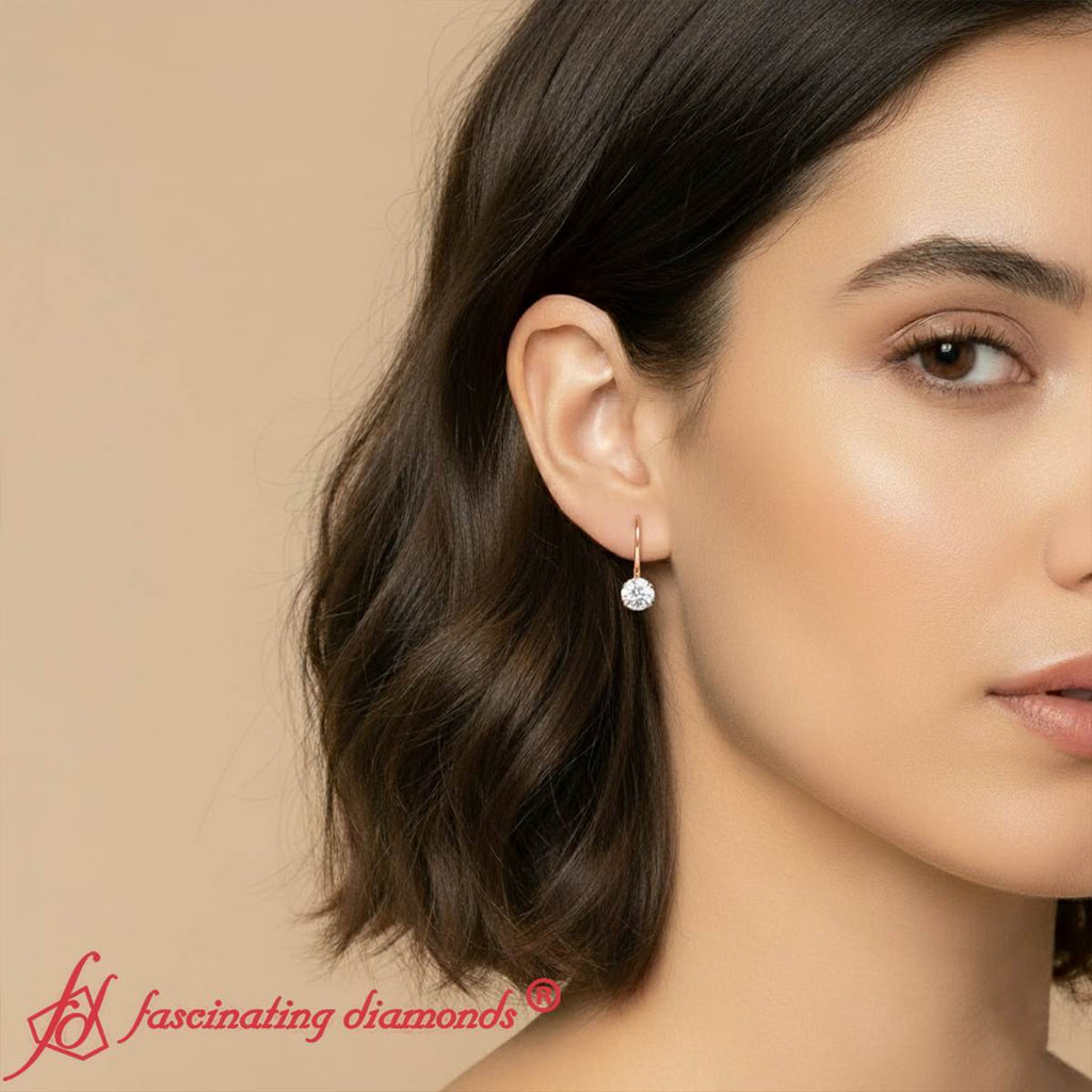 1 Carat Round Diamond Lever Back Earrings