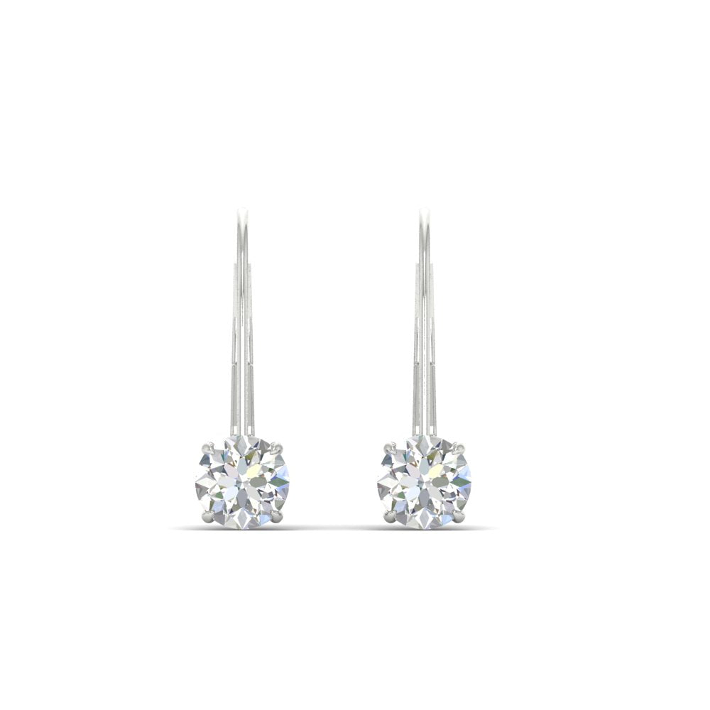 1 Carat Round Diamond Lever Back Earrings