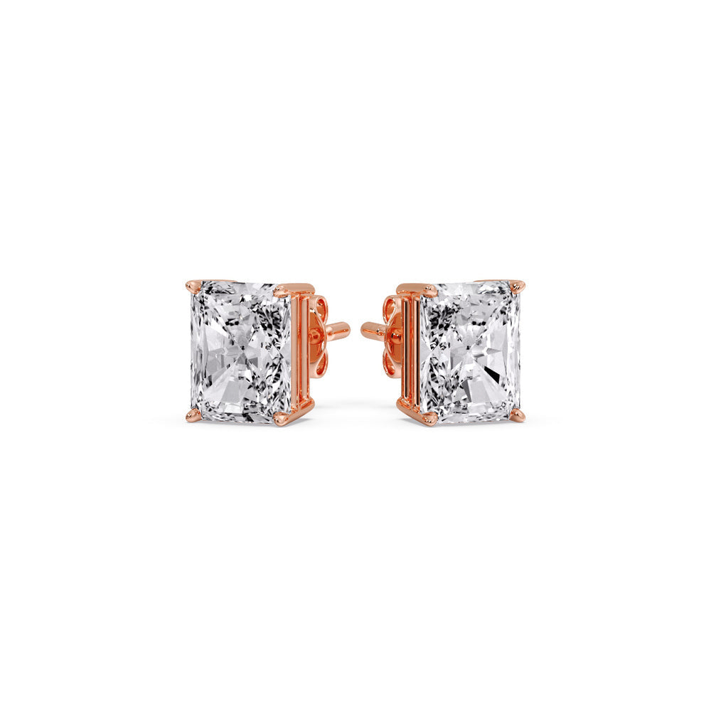 Radiant Diamond Basket Stud Earring