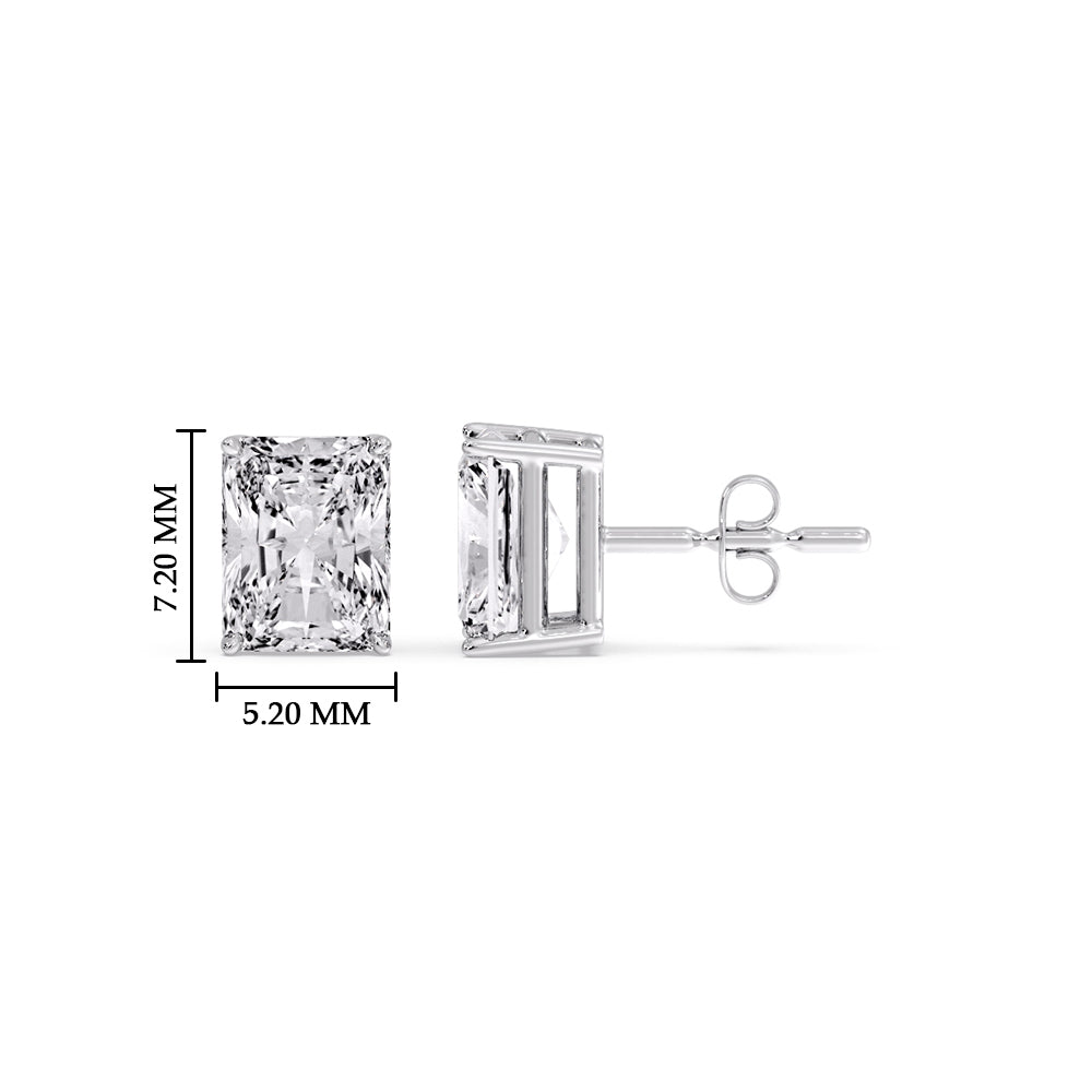 Radiant Diamond Basket Stud Earring