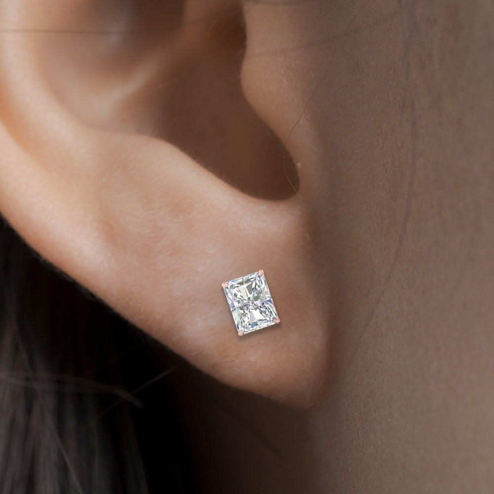 Radiant Diamond Basket Stud Earring