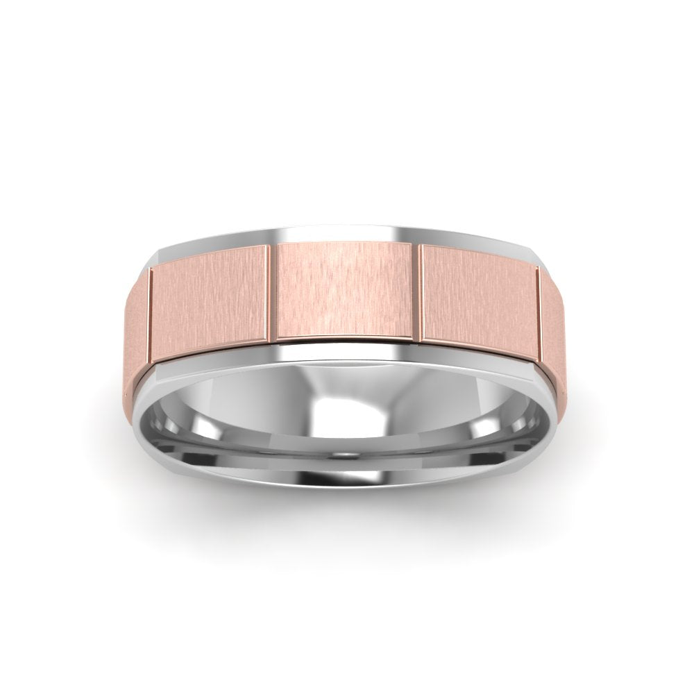 2 Tone Gold Texture Square Band Ring