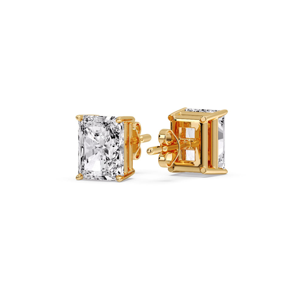 Radiant Diamond Basket Stud Earring