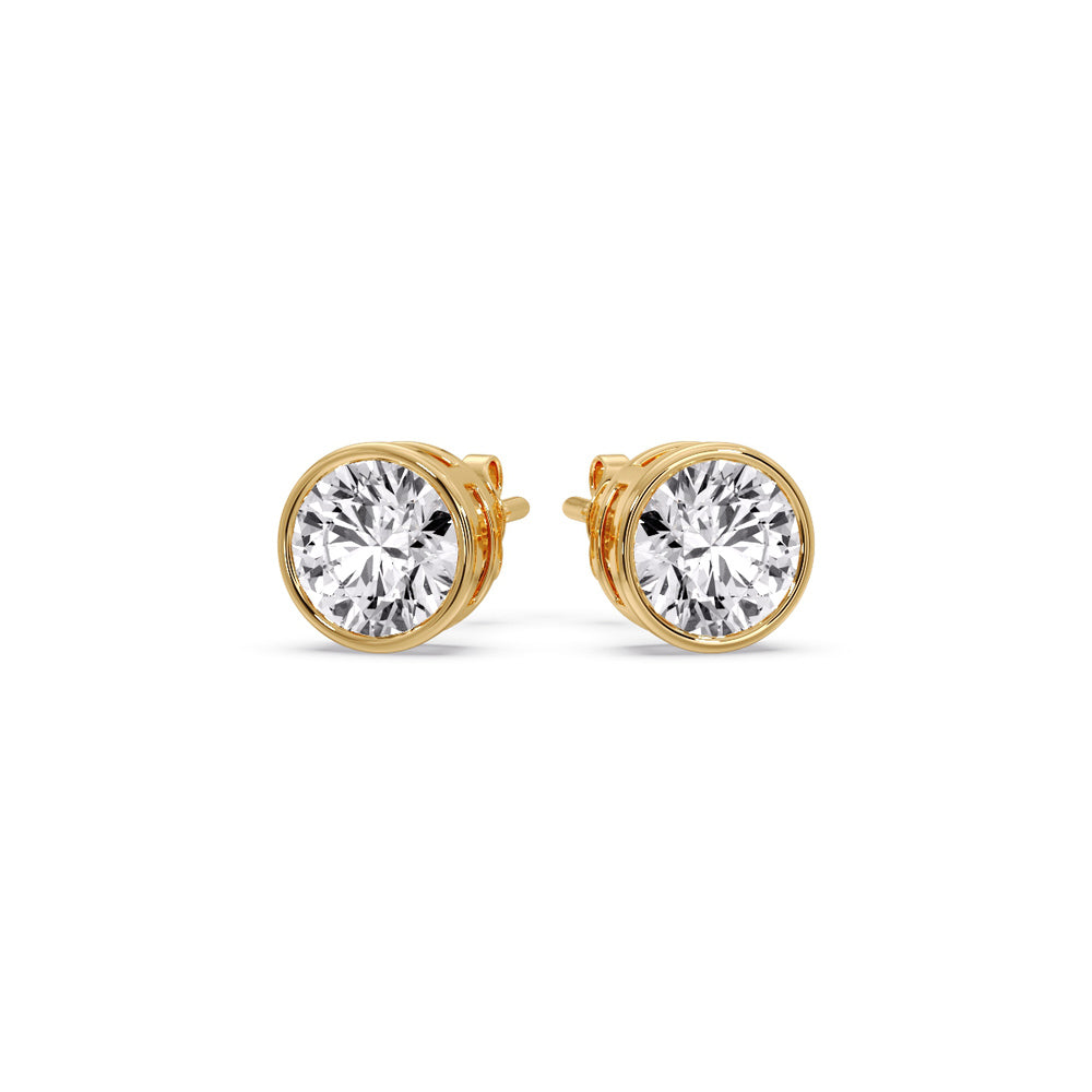 Round Cut Stud Bezel Set Earring