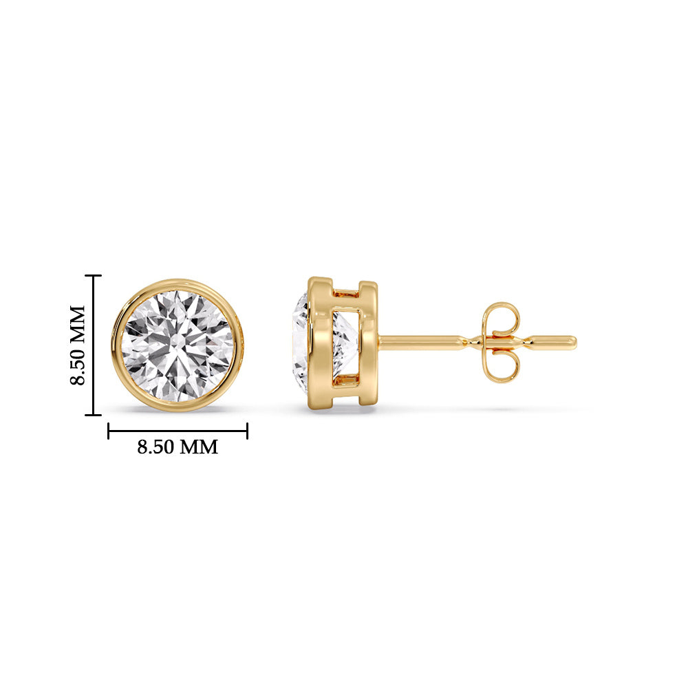 Round Cut Stud Bezel Set Earring