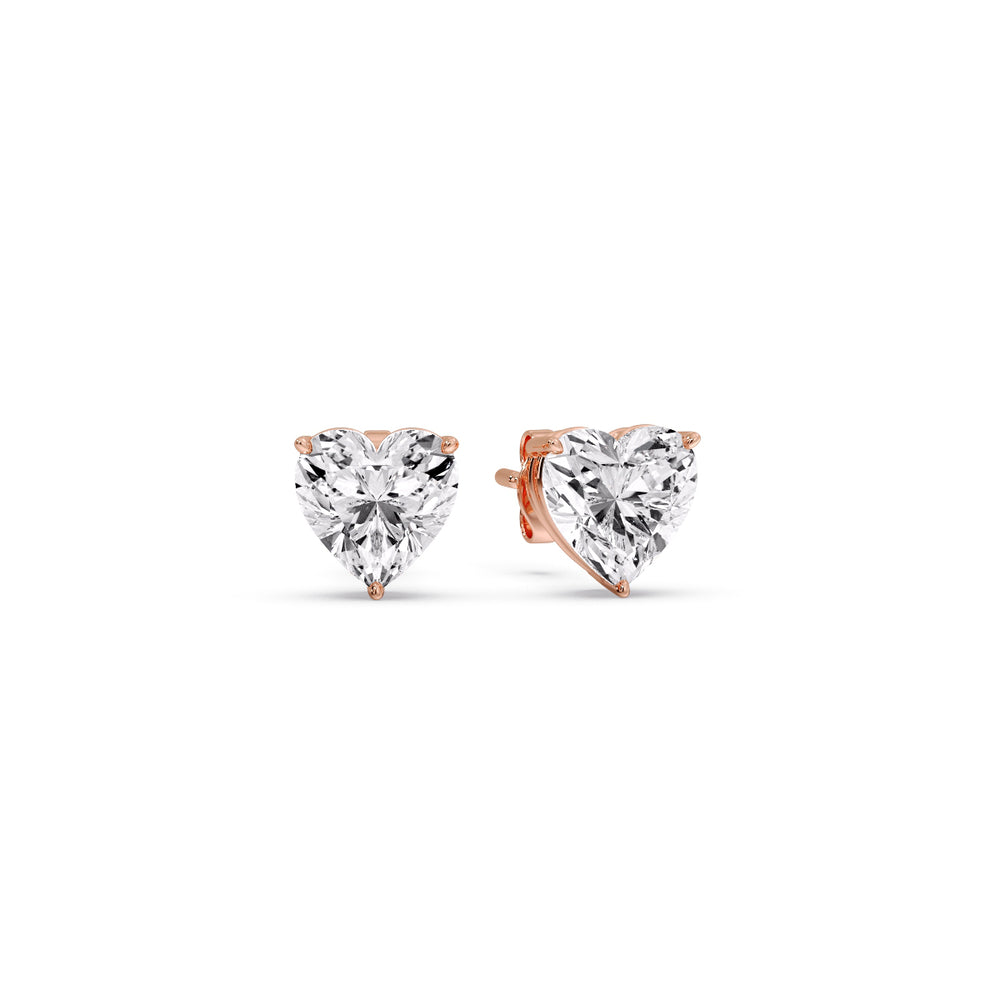 Heart Shaped 3 Prong Basket Stud Earring