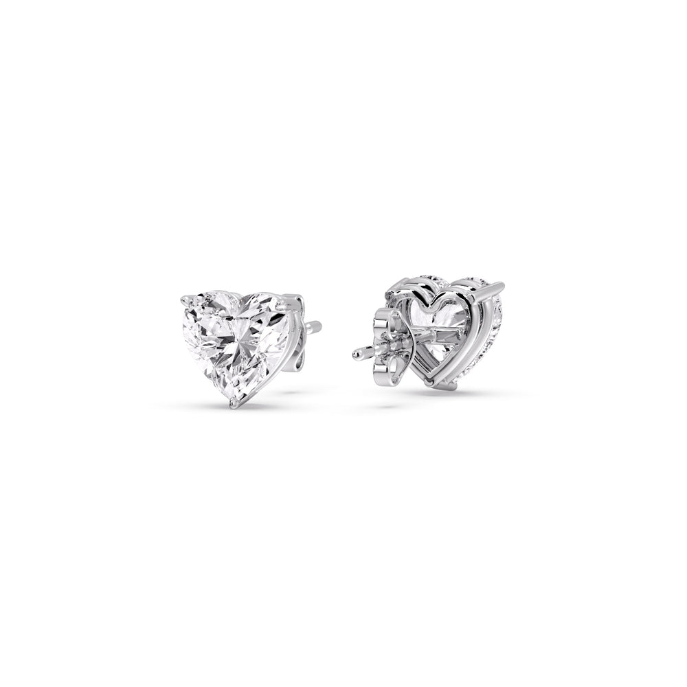 Heart Shaped 3 Prong Basket Stud Earring