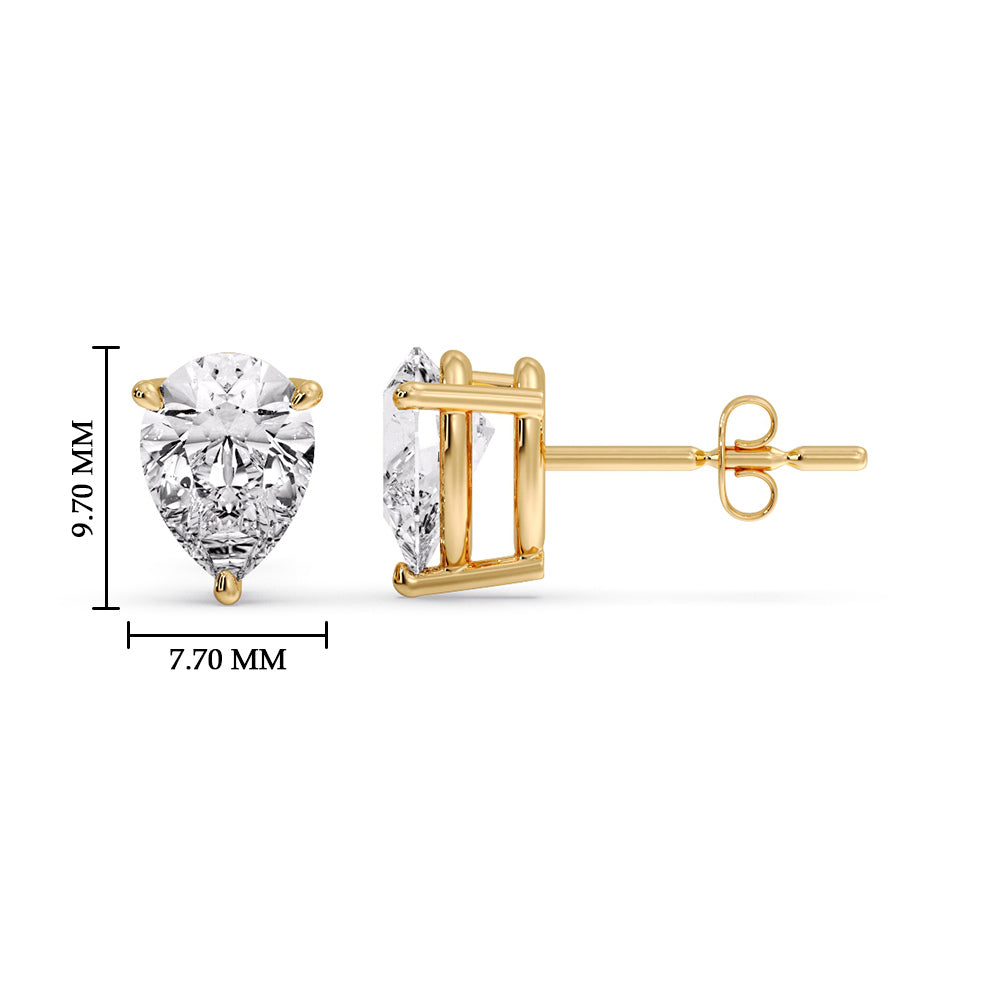 Diamond Pear Cut 3 Prong Earring