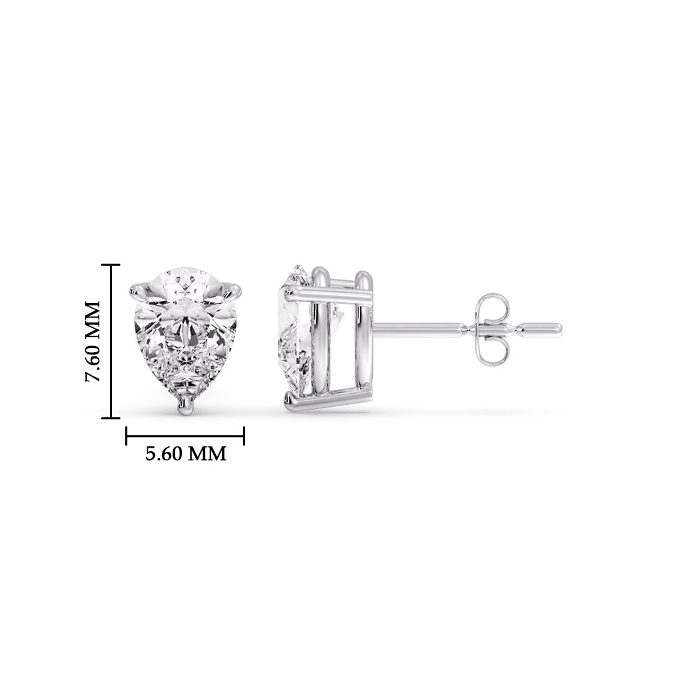 Diamond Pear Cut 3 Prong Earring