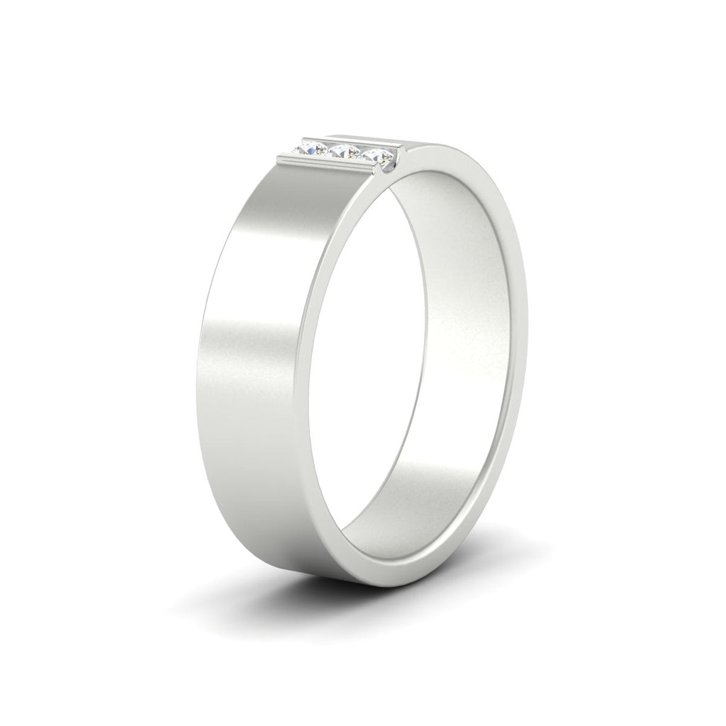 3 Stone Mens Flat Gemstone Band