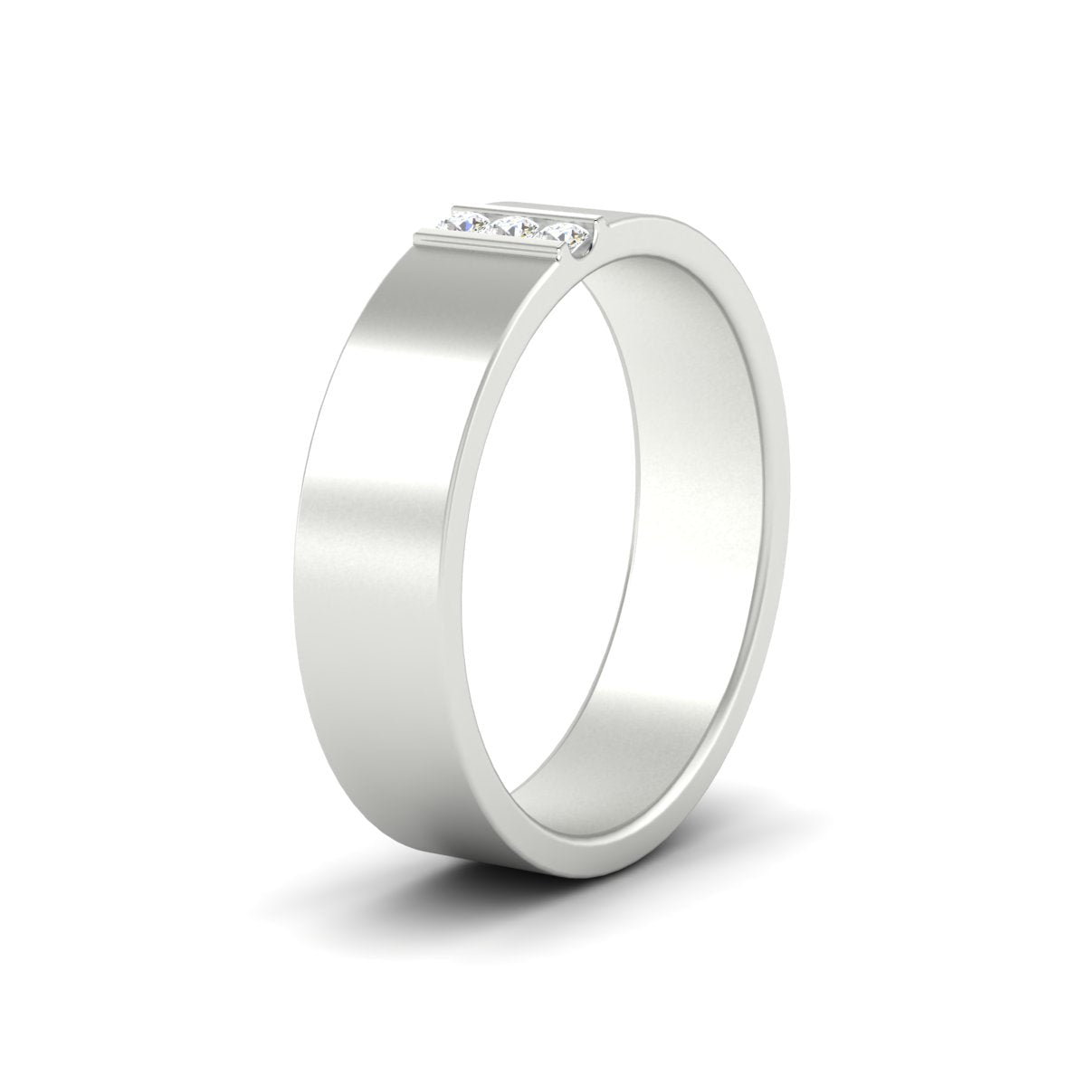 3 Stone Mens Flat Gemstone Band