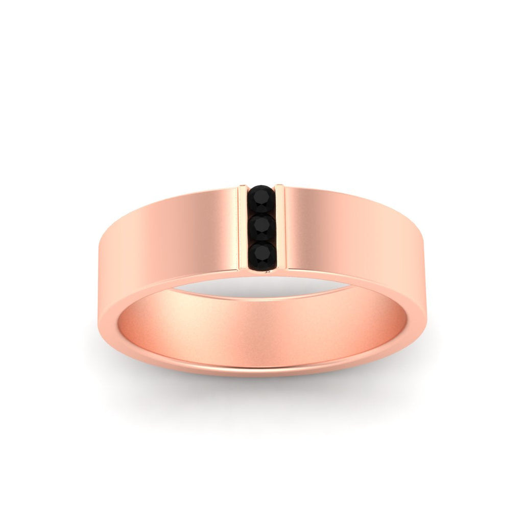 3 Stone Mens Flat Gemstone Band