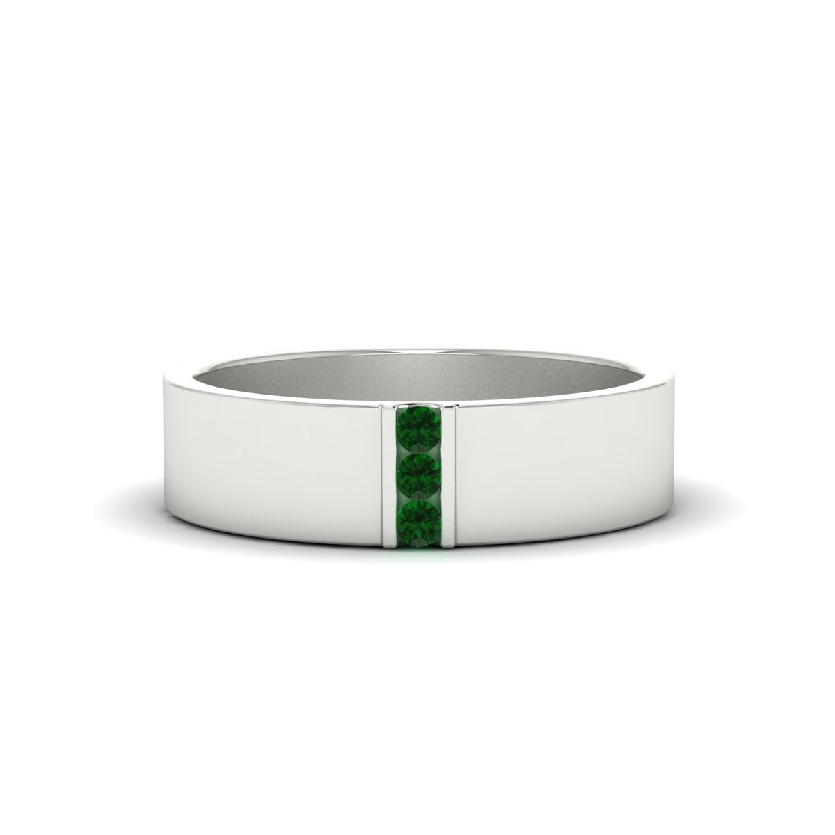 3 Stone Mens Flat Gemstone Band