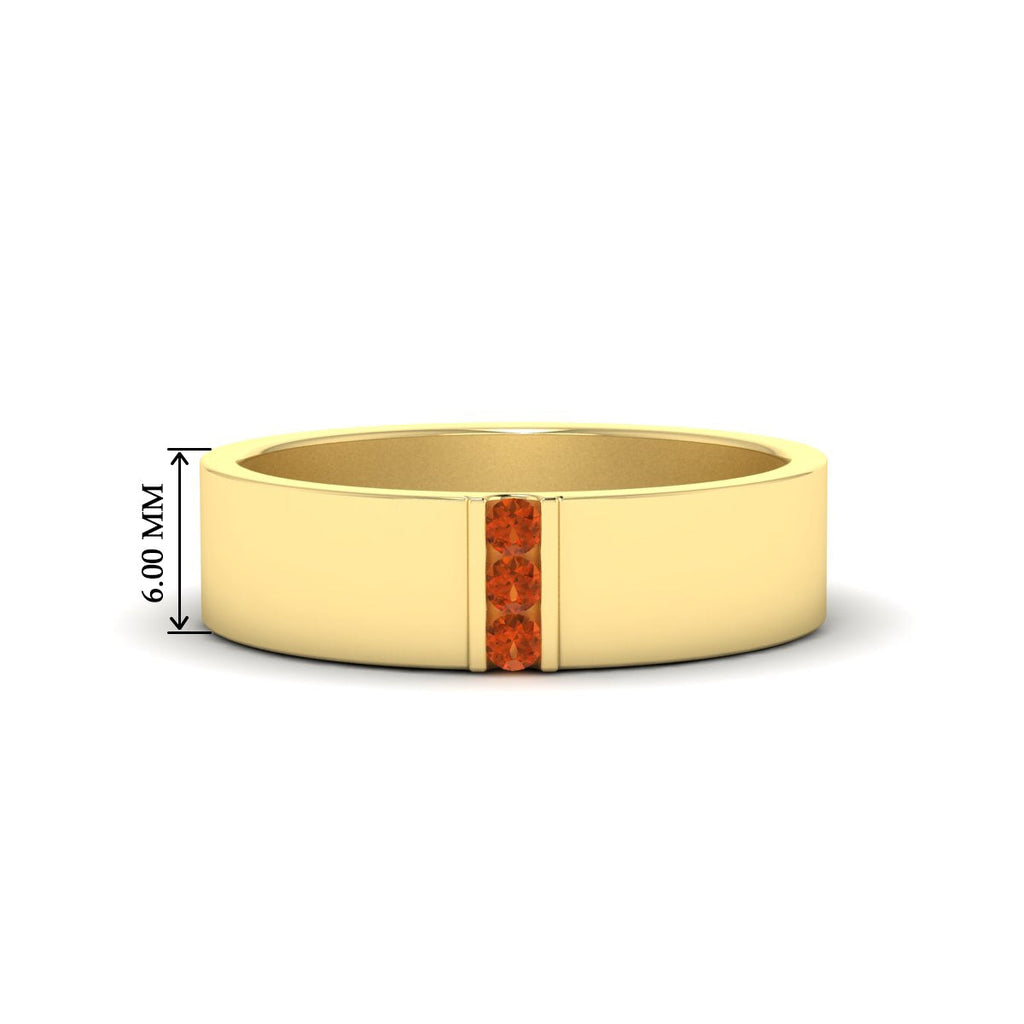 3 Stone Mens Flat Gemstone Band