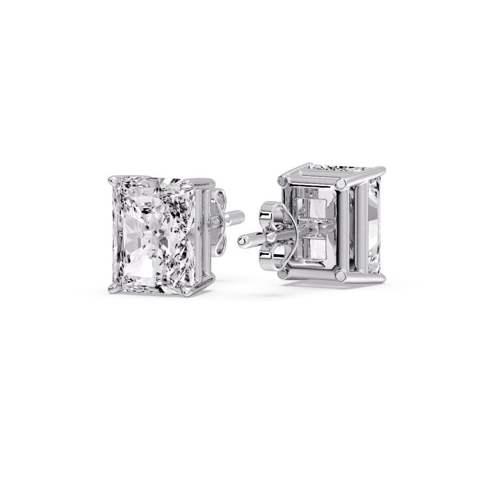 Radiant Diamond Basket Stud Earring