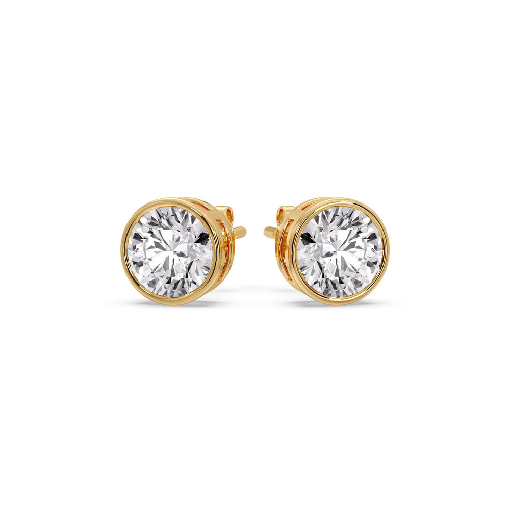 Round Cut Stud Bezel Set Earring