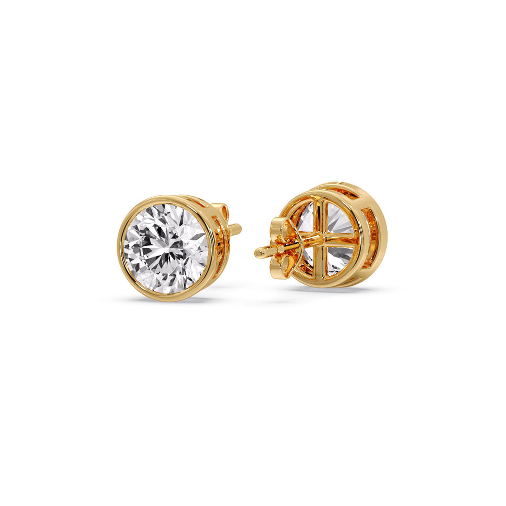 Round Cut Stud Bezel Set Earring