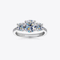 3 Carat 3-Stone Round Brilliant Round Cut Sparkala™ Platinum-Plated 925 Sterling Silver Ring