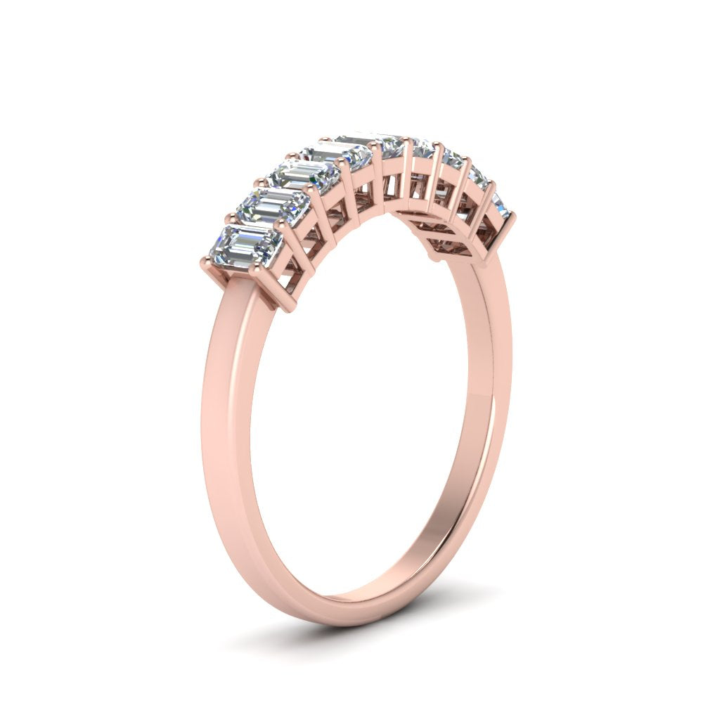 9 Stone Emerald Cut Wedding Ring