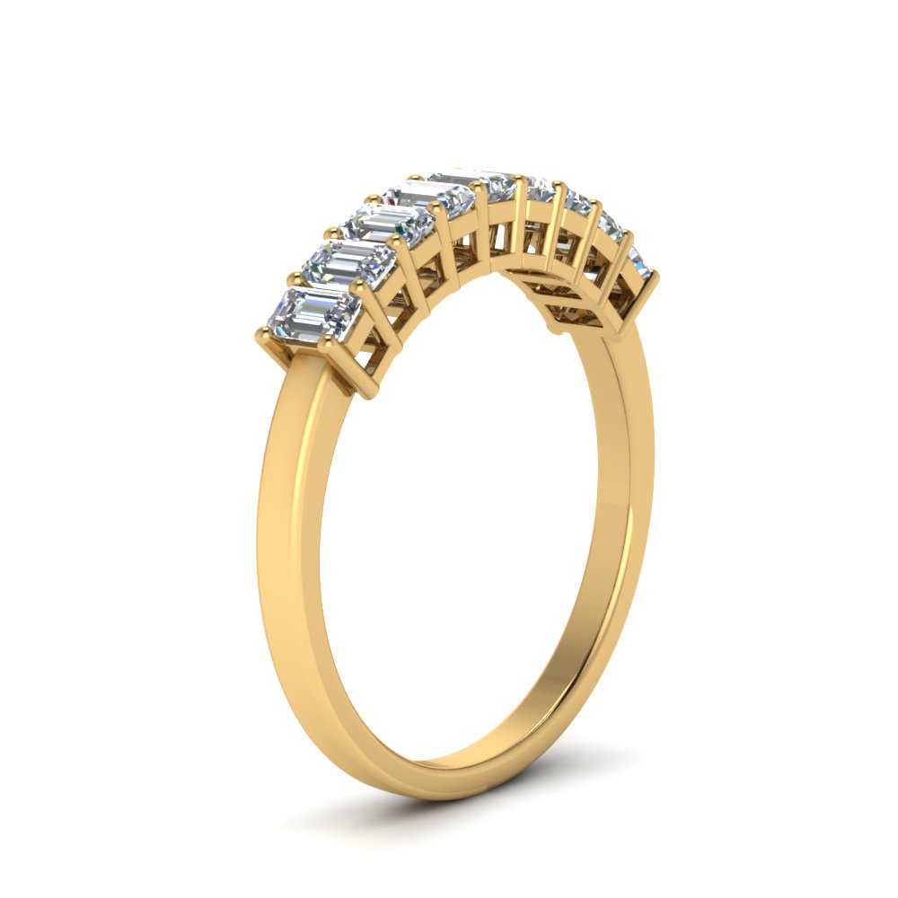 9 Stone Emerald Cut Wedding Ring