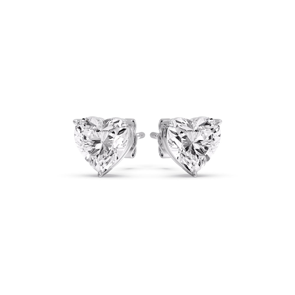 Heart Shaped 3 Prong Basket Stud Earring