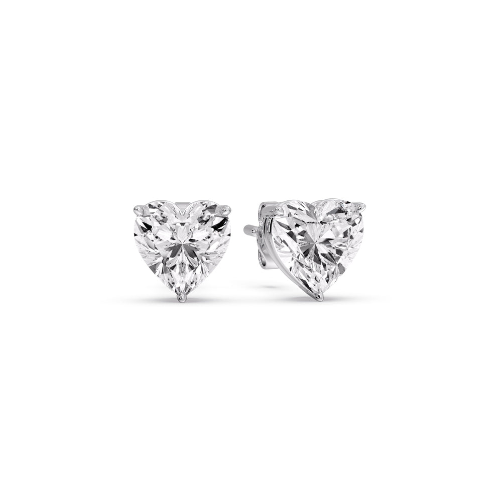 Heart Shaped 3 Prong Basket Stud Earring