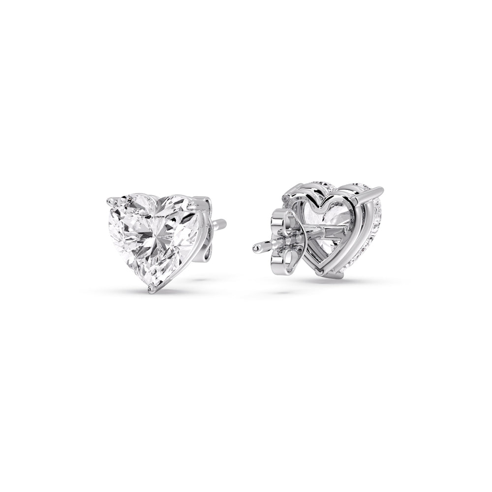 Heart Shaped 3 Prong Basket Stud Earring