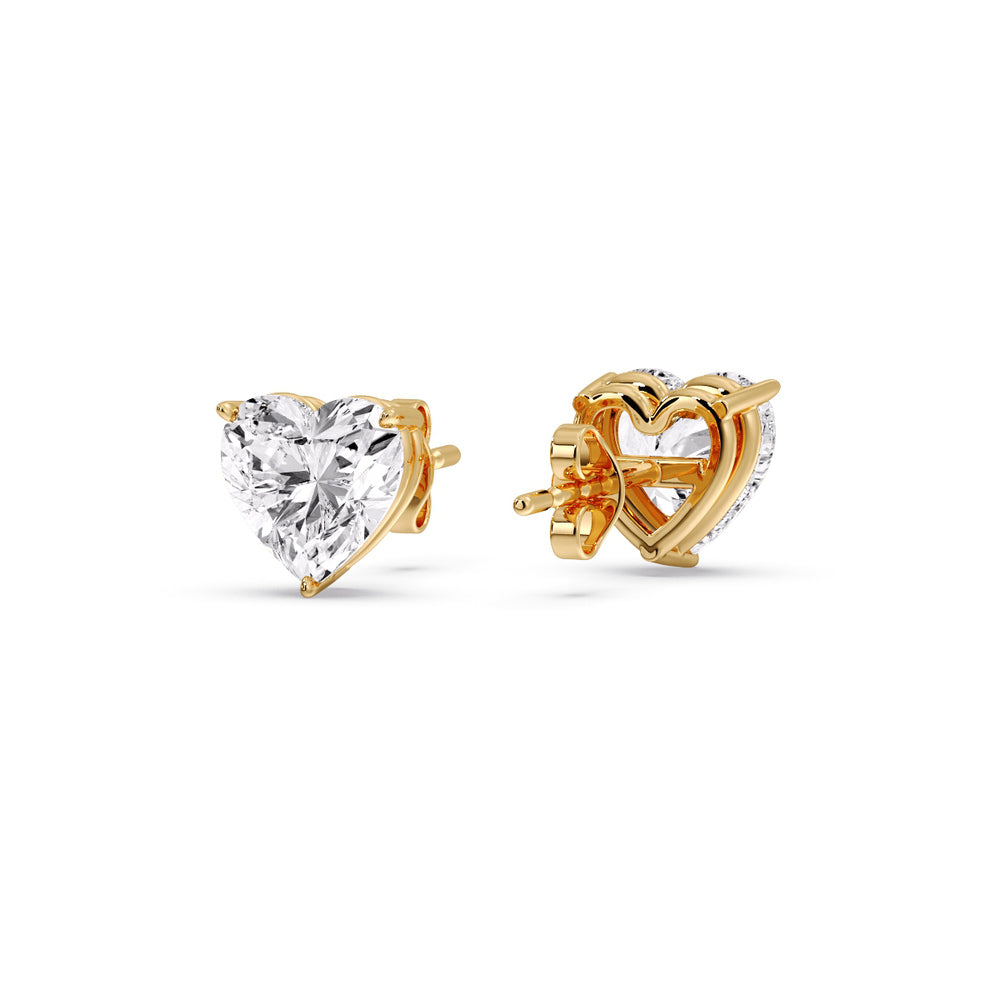 Heart Shaped 3 Prong Basket Stud Earring