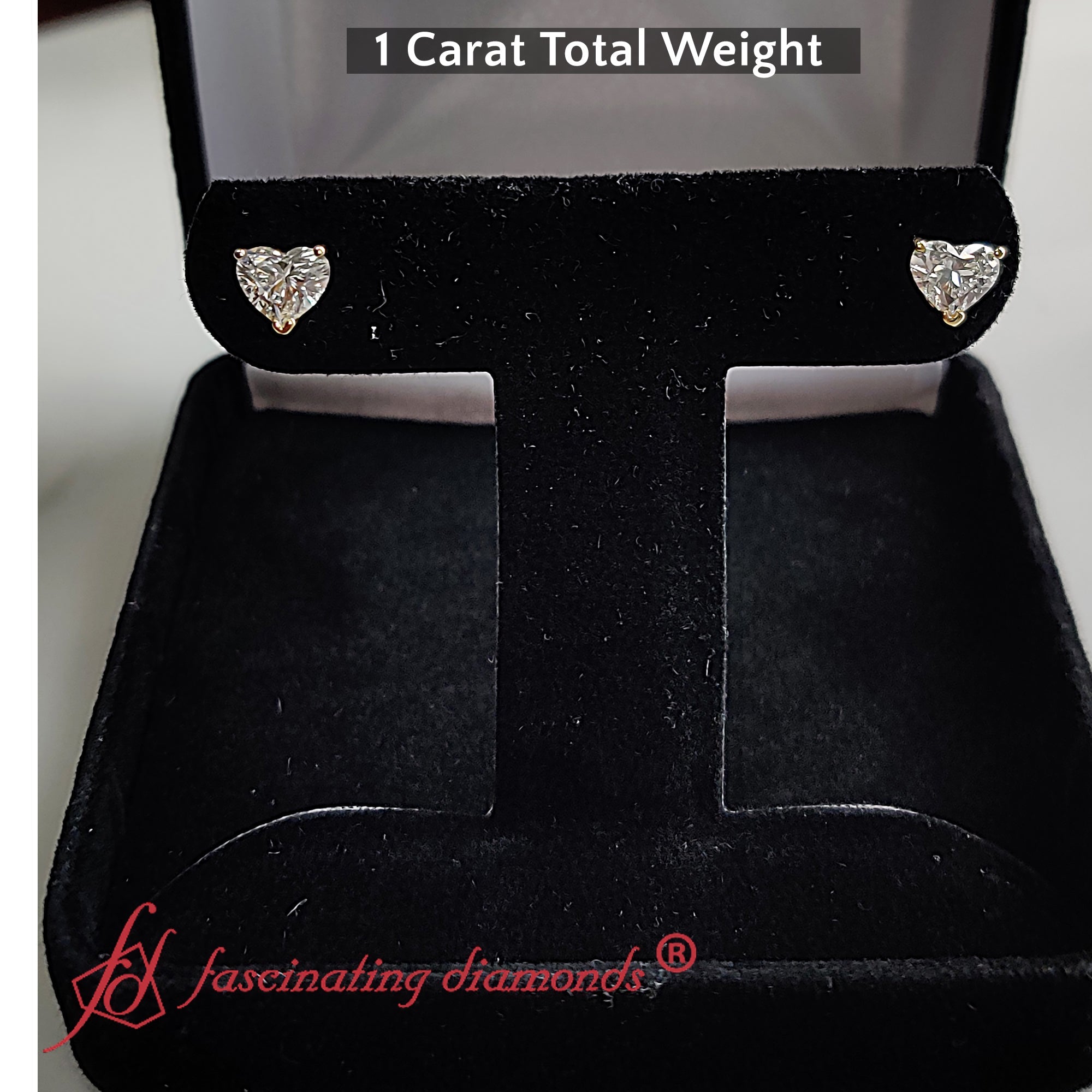 Heart Shaped 3 Prong Basket Stud Earring