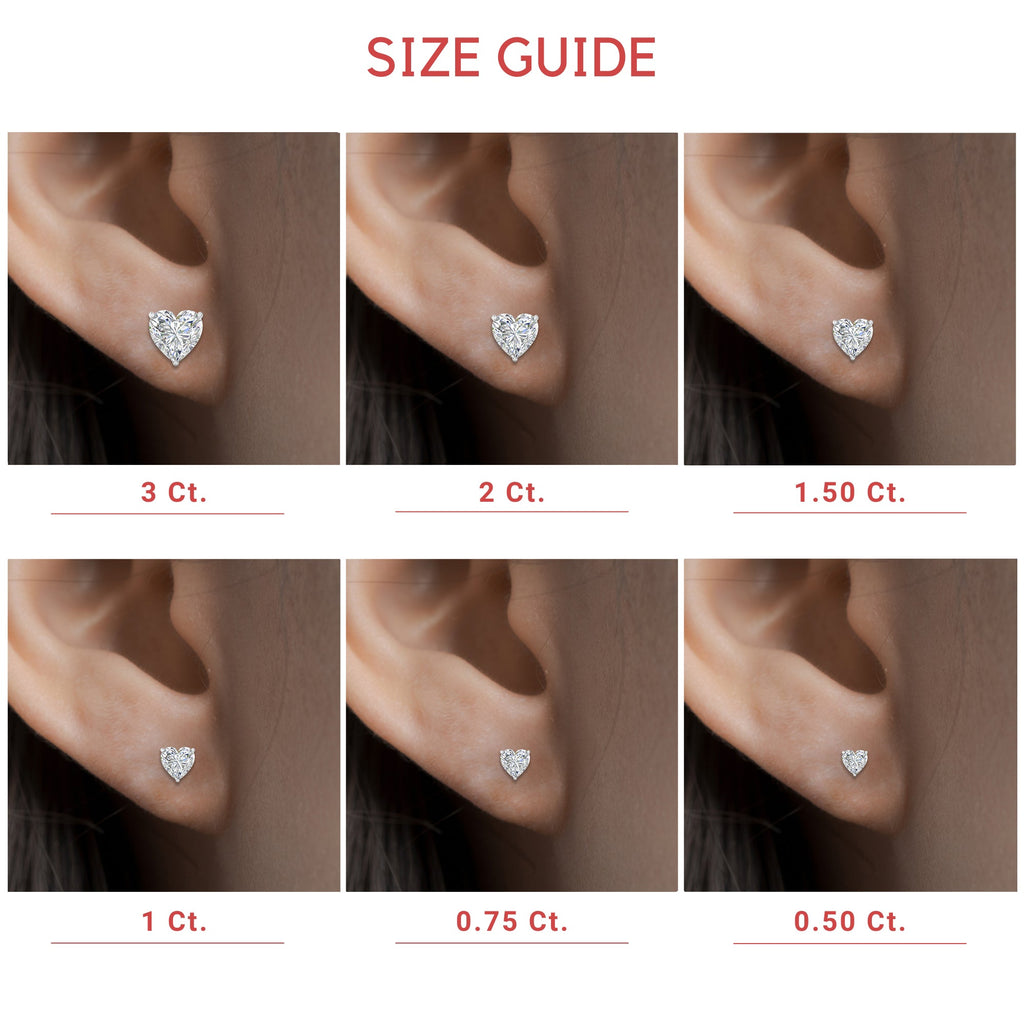 Heart Shaped 3 Prong Basket Stud Earring