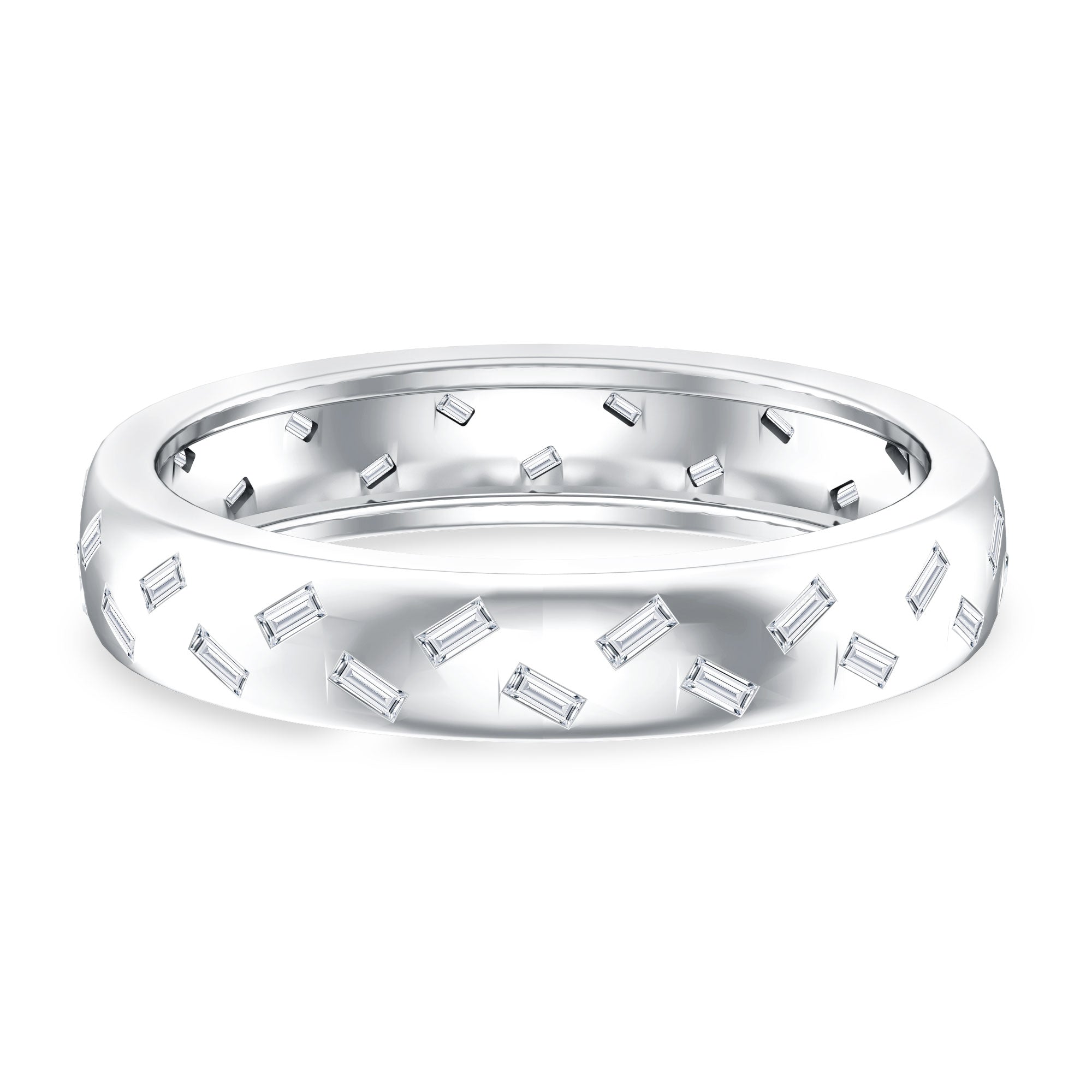 Baguette Cut Lab Grown Diamond Wedding Band With Certificate