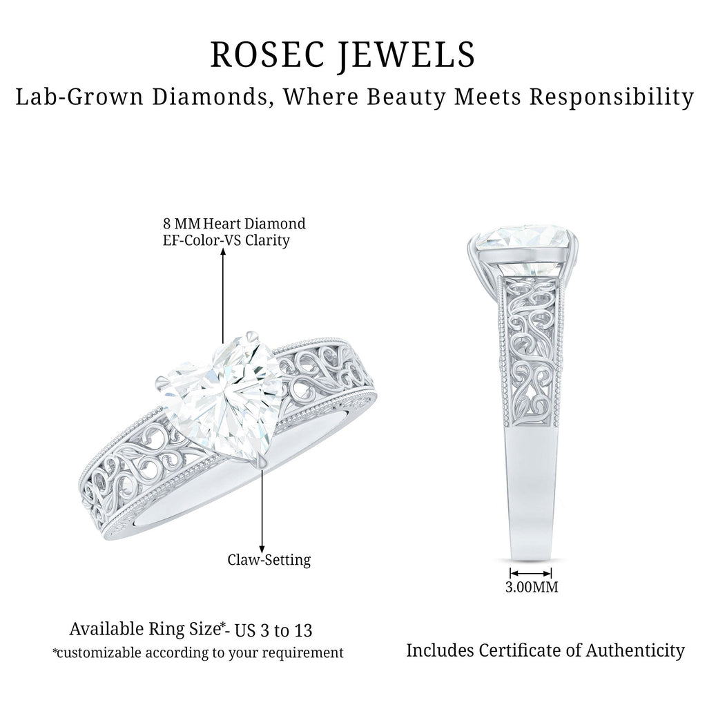 2 Carat Lab Grown Diamond Heart Engagement Ring