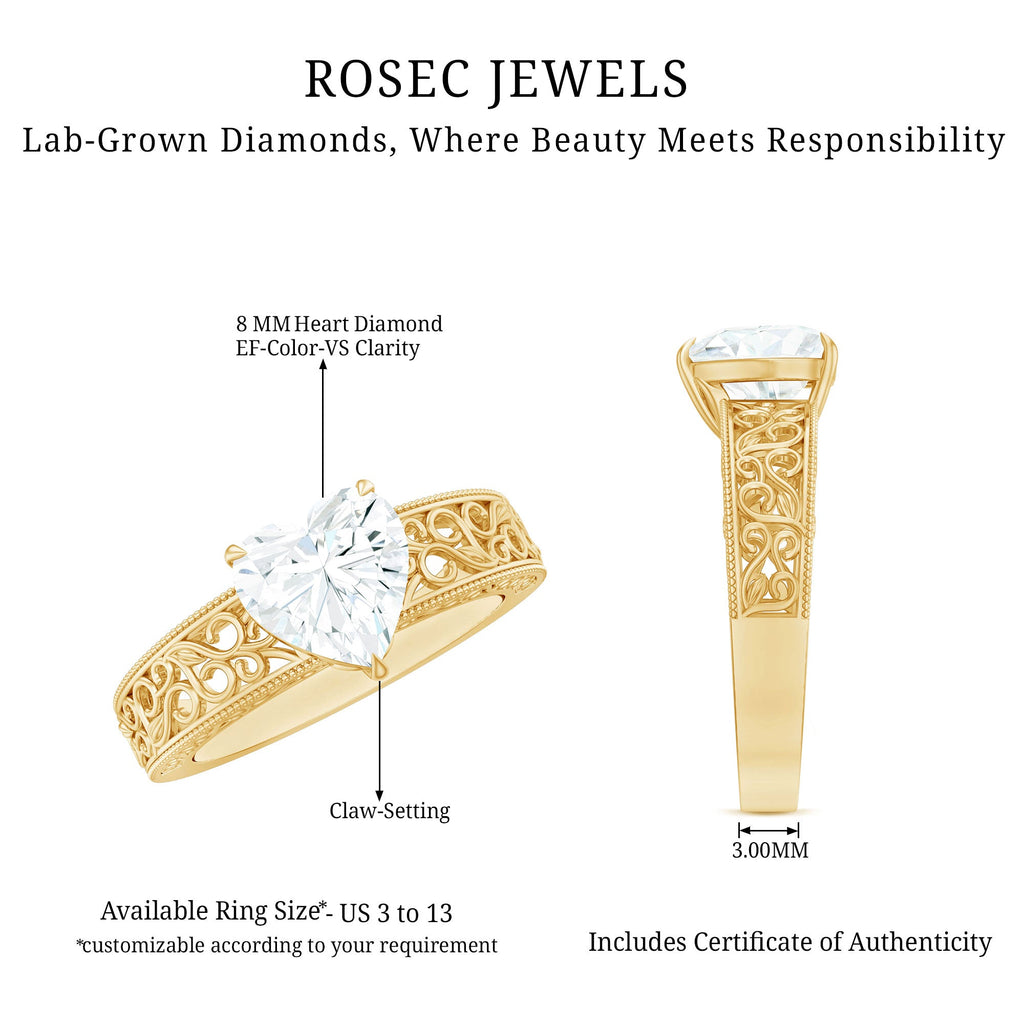 2 Carat Lab Grown Diamond Heart Engagement Ring