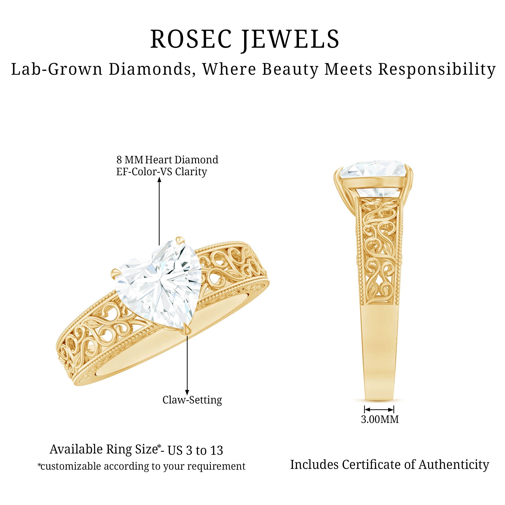 2 Carat Lab Grown Diamond Heart Engagement Ring