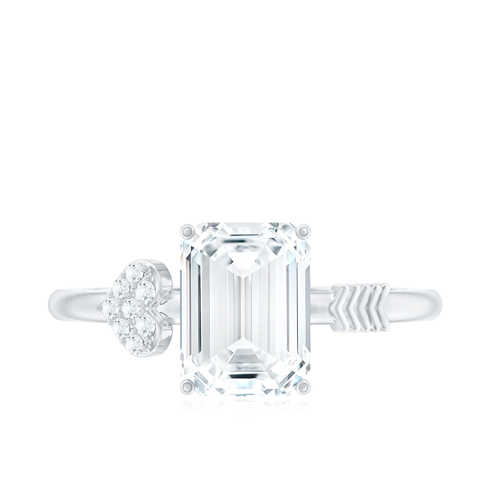 Lab Grown Diamond Emerald Cut Designer Engagement Ring