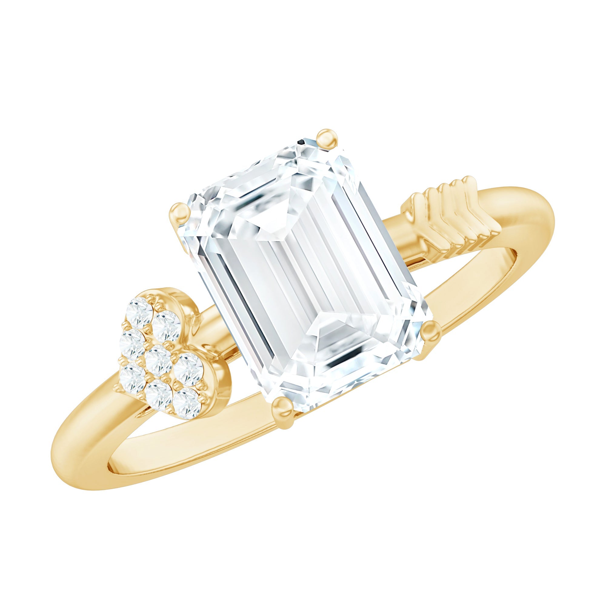Lab Grown Diamond Emerald Cut Designer Engagement Ring