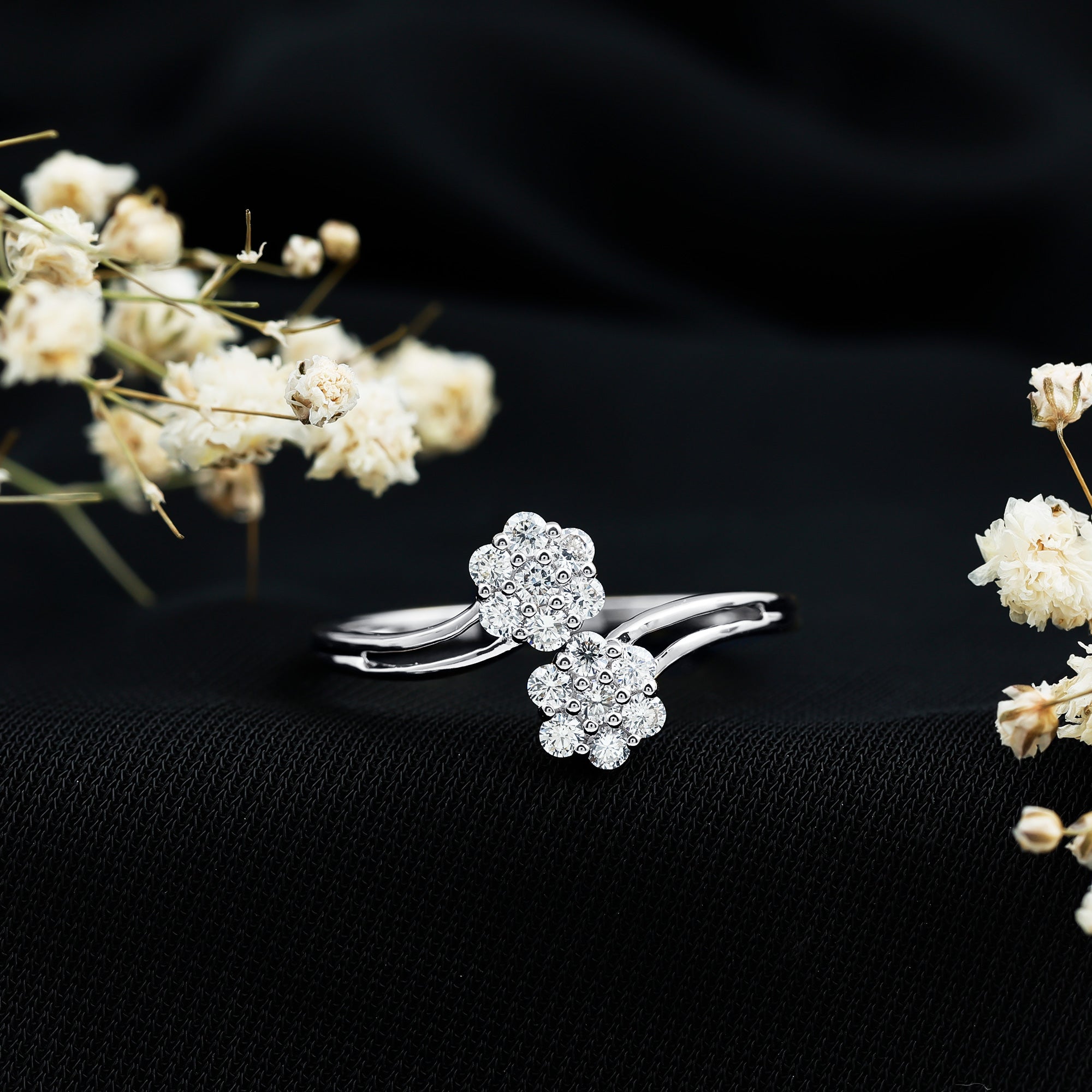 Certified Lab Grown Diamond Flower Wrap Engagement Ring