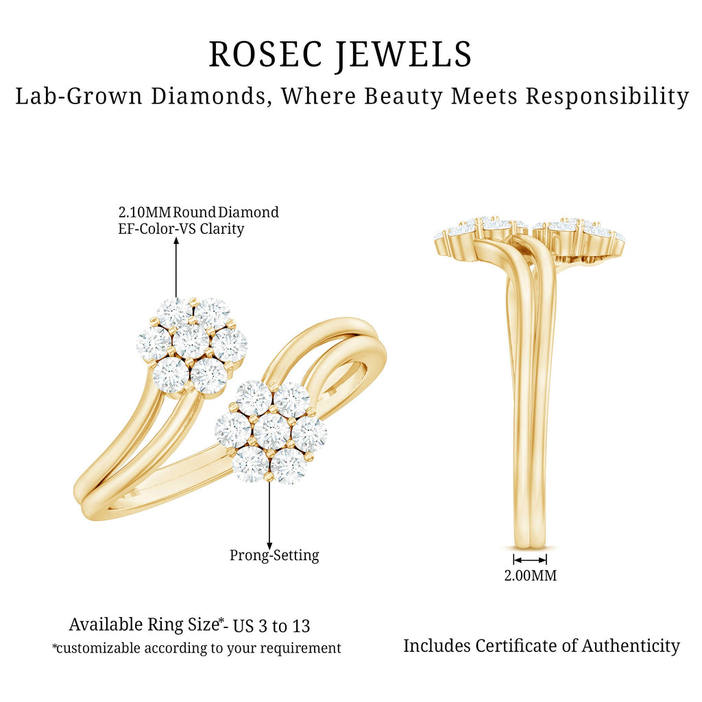 Certified Lab Grown Diamond Flower Wrap Engagement Ring