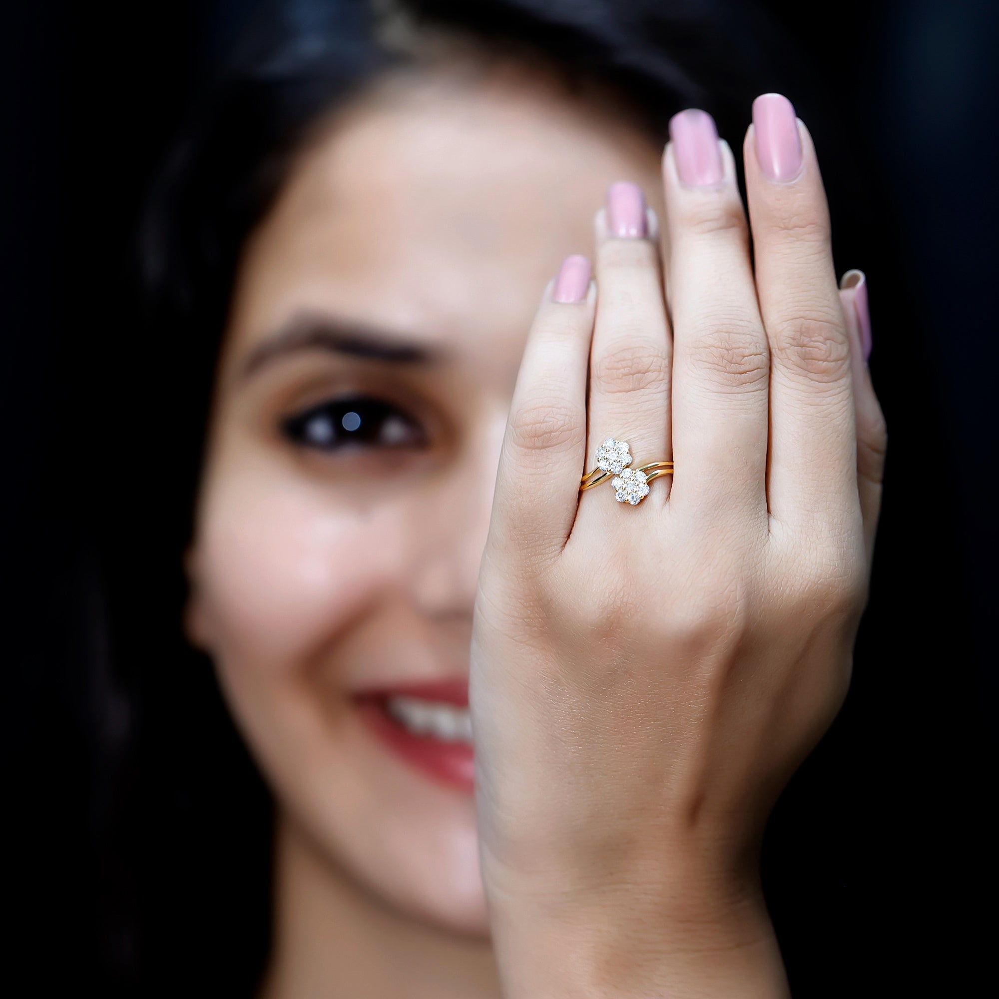 Certified Lab Grown Diamond Flower Wrap Engagement Ring