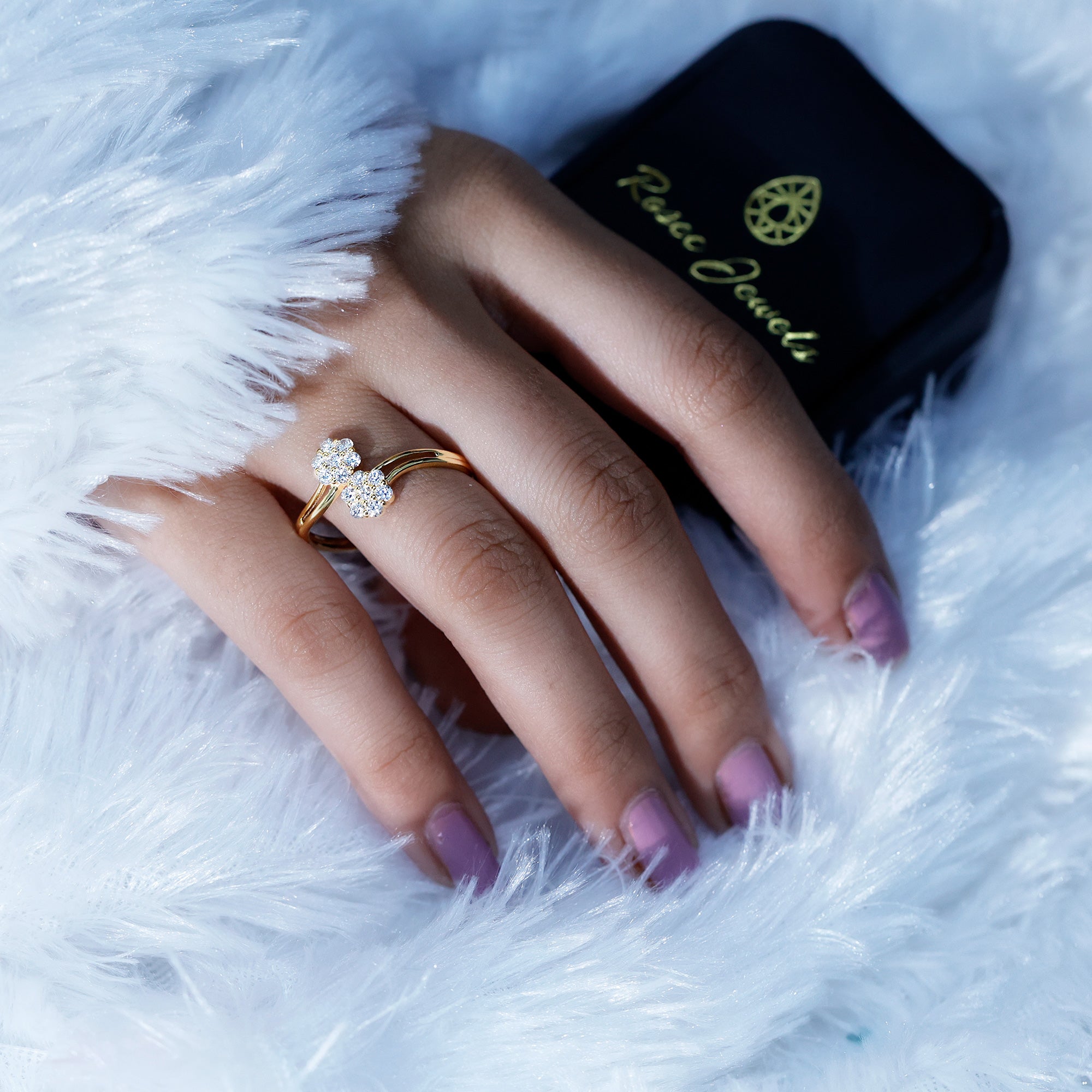 Certified Lab Grown Diamond Flower Wrap Engagement Ring