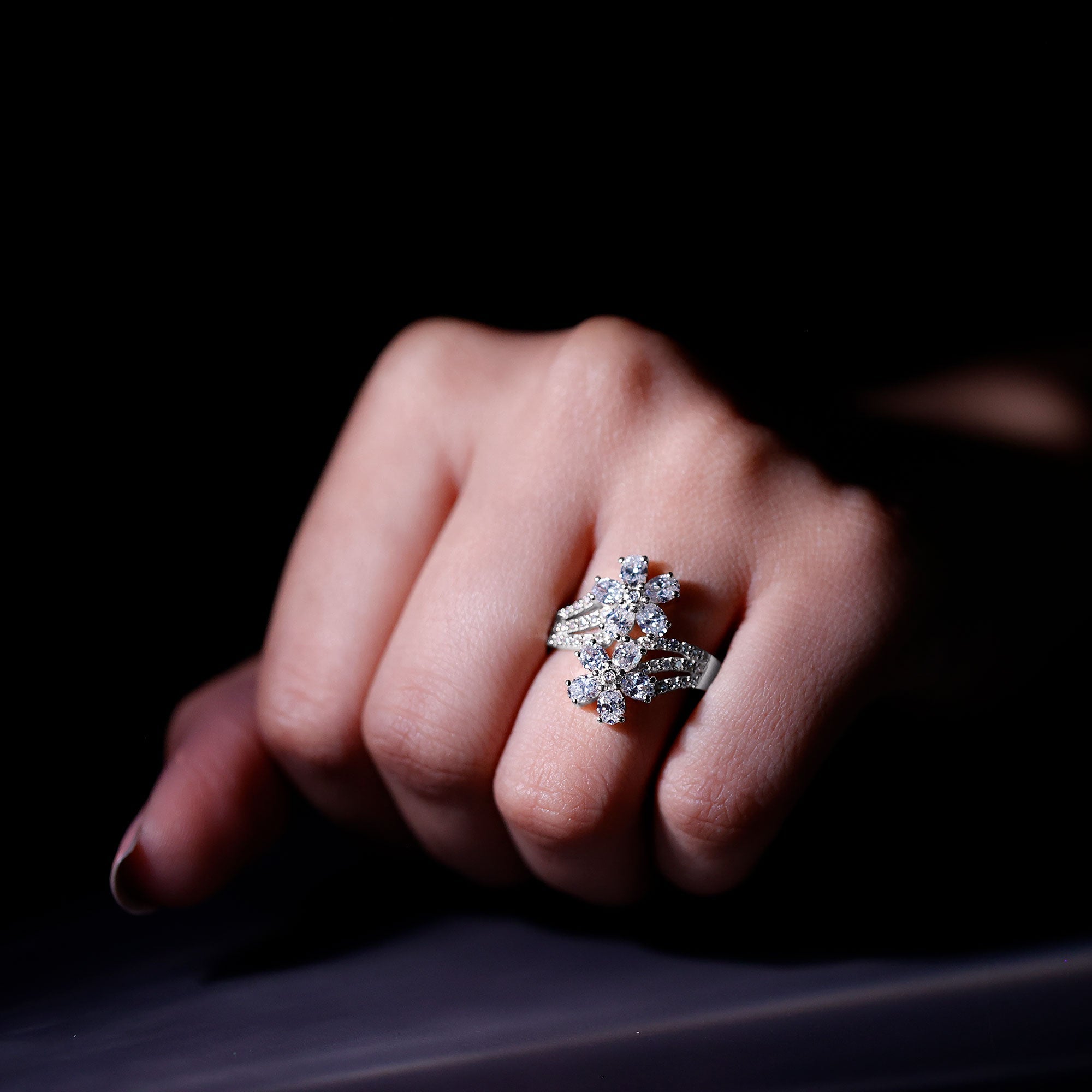 Certified Lab Grown Diamond Flower Engagement Ring For Women