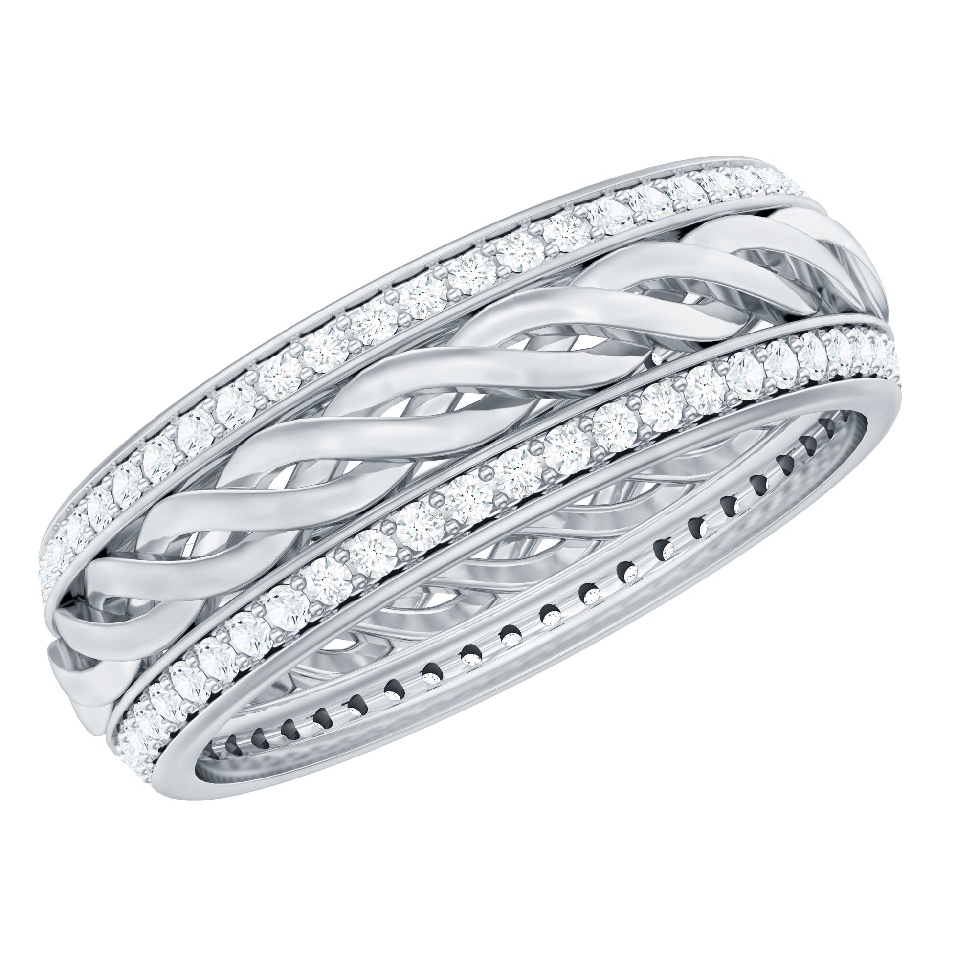 Round Diamond Twisted Rope Band Ring