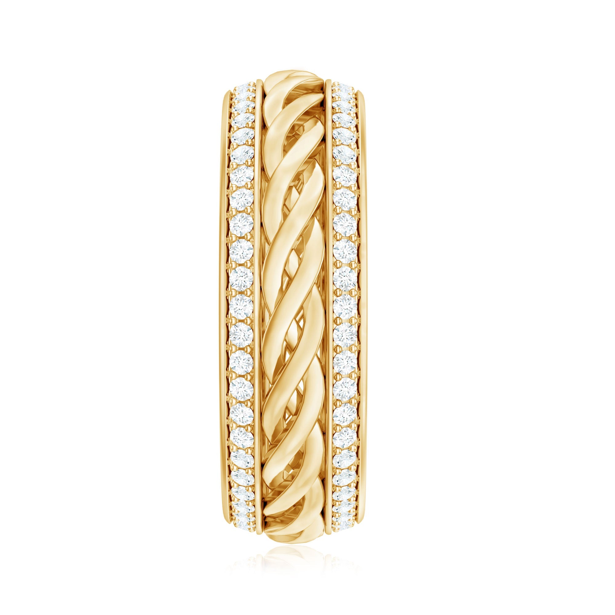 Round Diamond Twisted Rope Band Ring