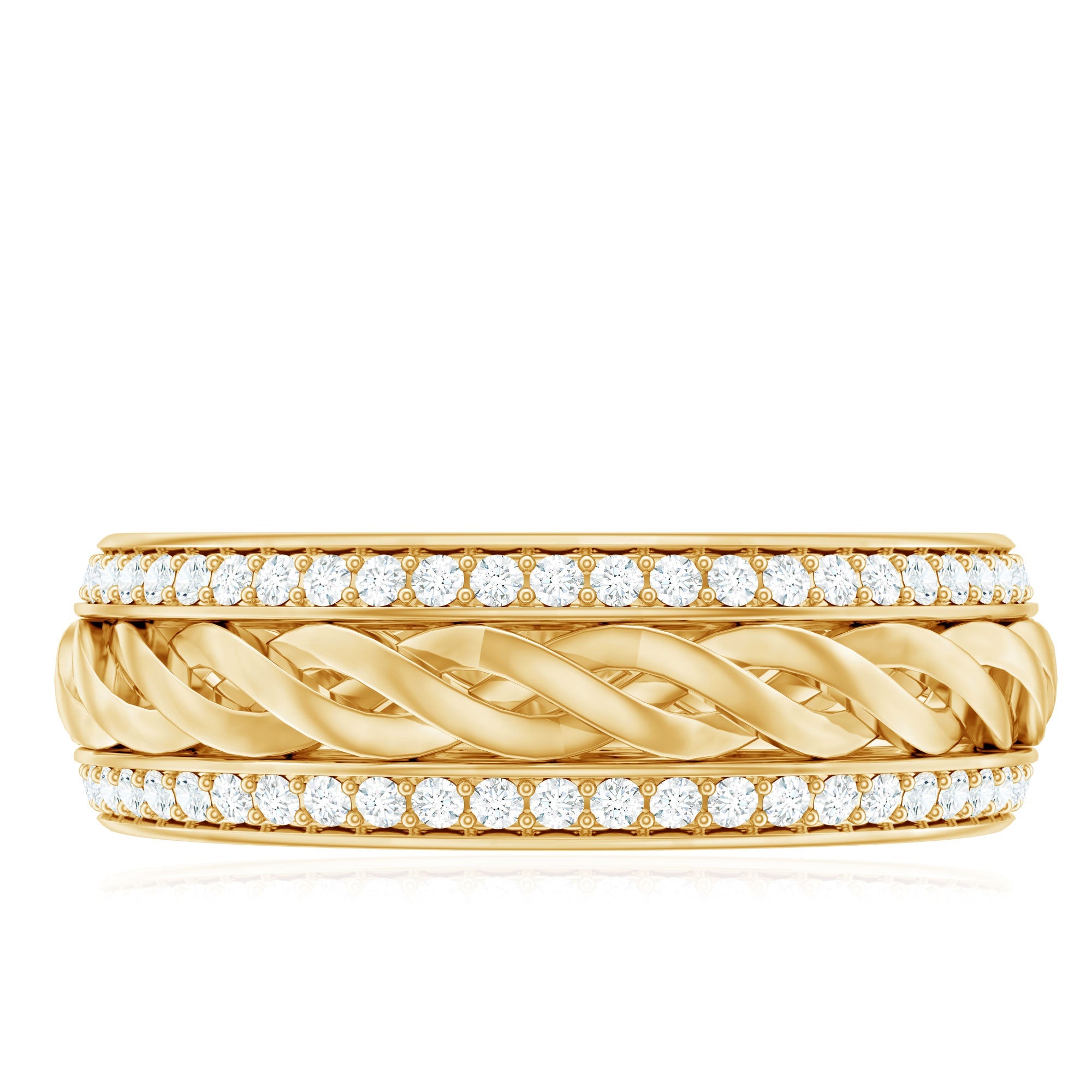 Round Diamond Twisted Rope Band Ring