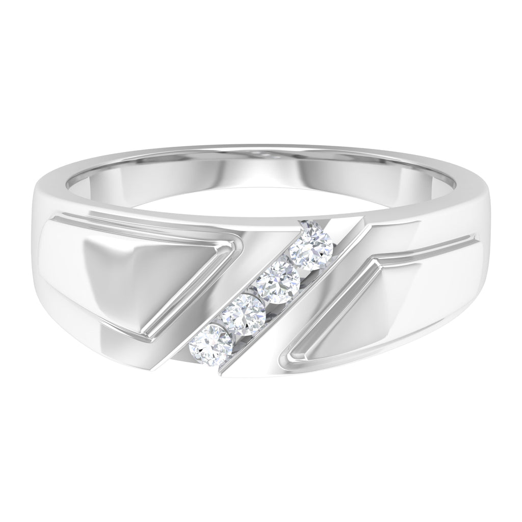 Natural Diamond Mens Wide Wedding Band