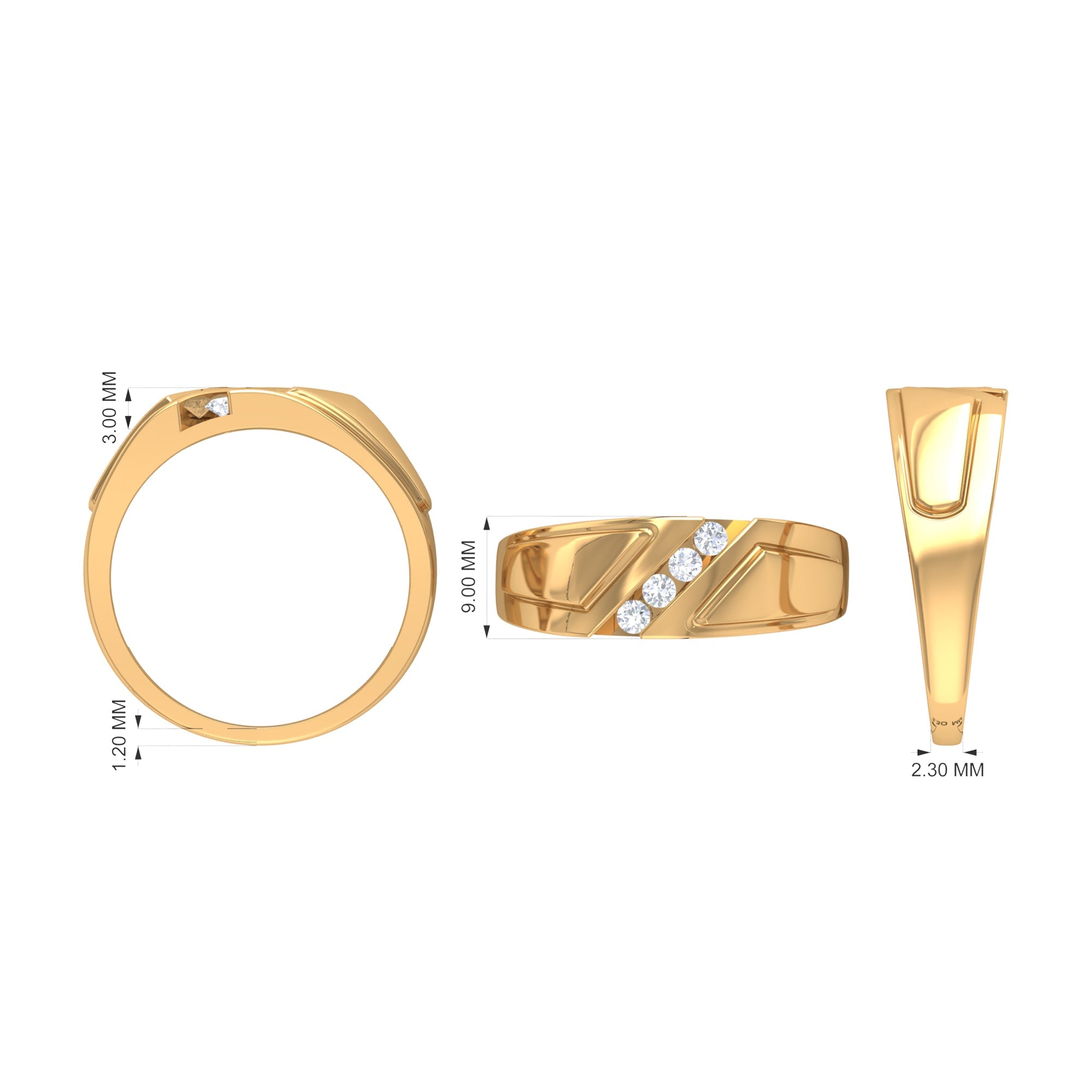 Natural Diamond Mens Wide Wedding Band