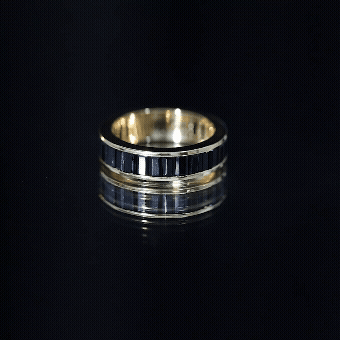 Baguette Cut Black Onyx Wedding Band in Channel Setting