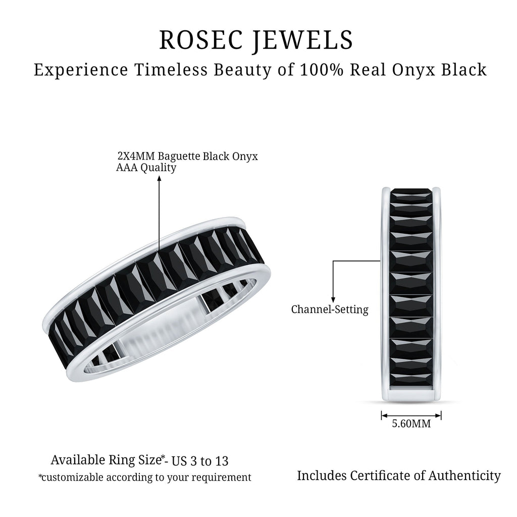 Baguette Cut Black Onyx Wedding Band in Channel Setting