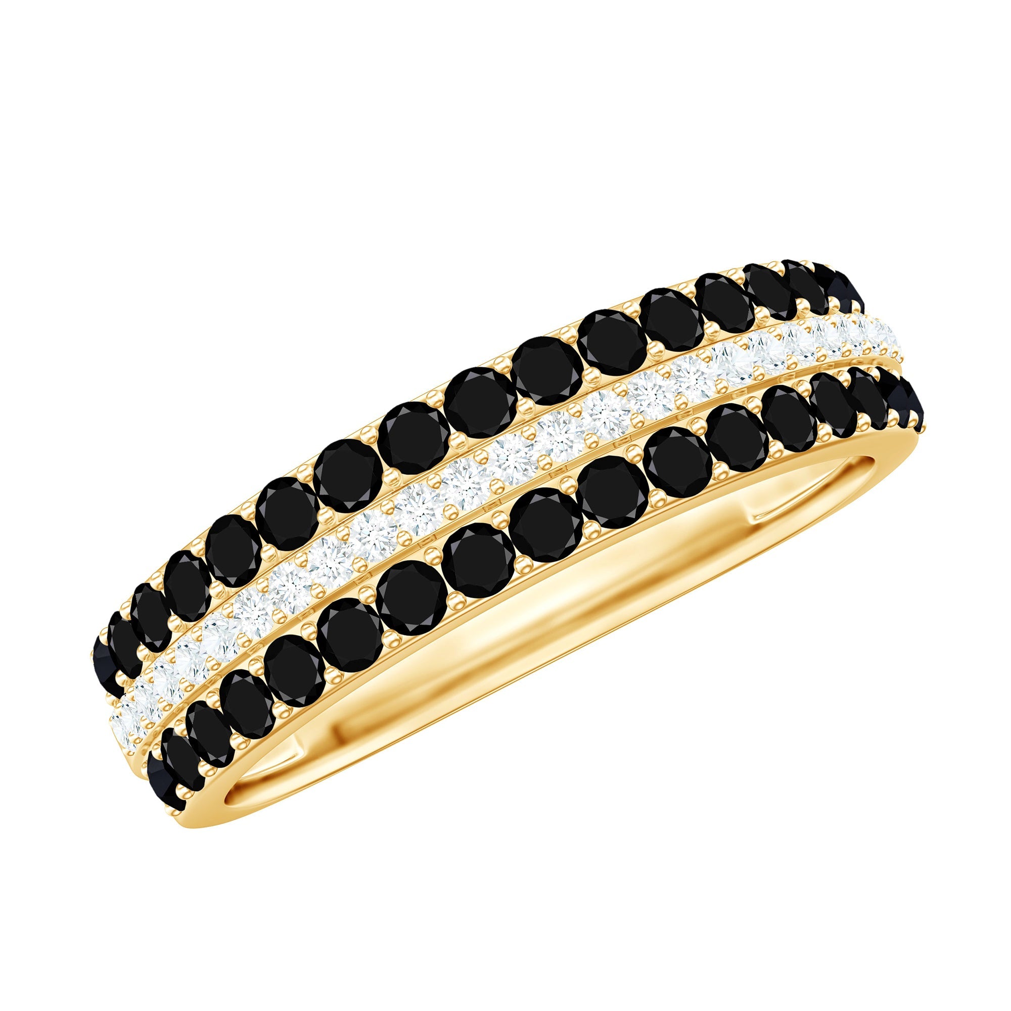 Wedding Band with Lab Grown Black Diamond and Moissanite