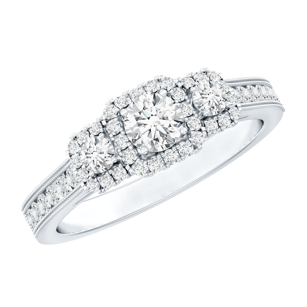 Certified Lab Grown Diamond Three Stone Engagement Ring